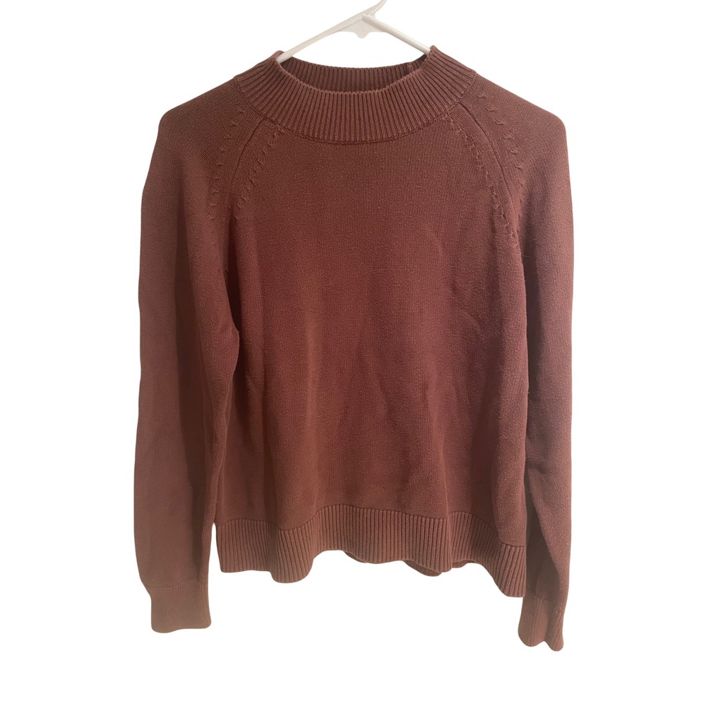 Quince Organic Cotton Raglan Crewneck Sweater Terracotta Brown Small